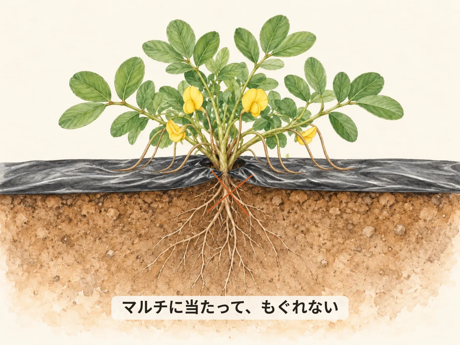 マルチに当たって、もぐれない
